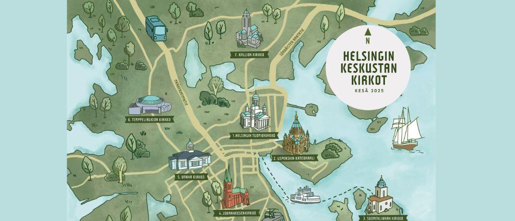 Helsingin ydinkeskustan kirkkojen kesä 2025